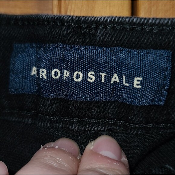 Aeropostale Black Cheeky Denim Shorts Size 8 - Picture 2 of 8